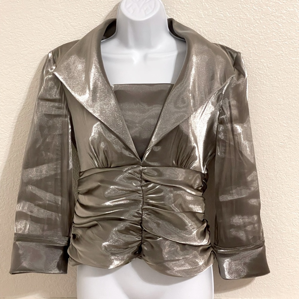 R&M Richards Dress Blouse in Platinum Size Small